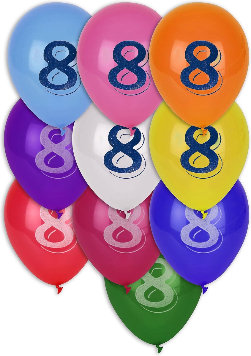 GLOBOLANDIA - 10 ballonnen cijfer 8 - Decoratie > Ballonnen